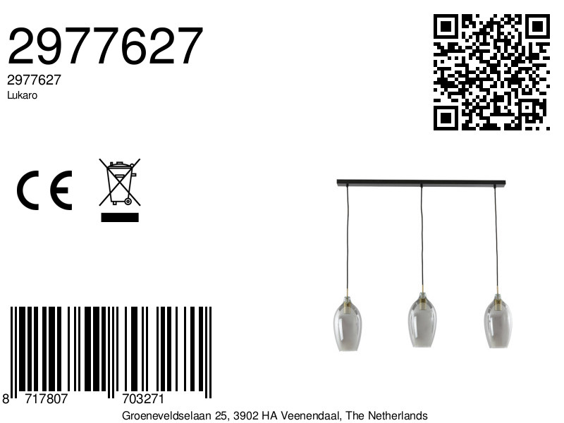 Suspension triple moderne en verre Light & Living Lukaro – Image 7