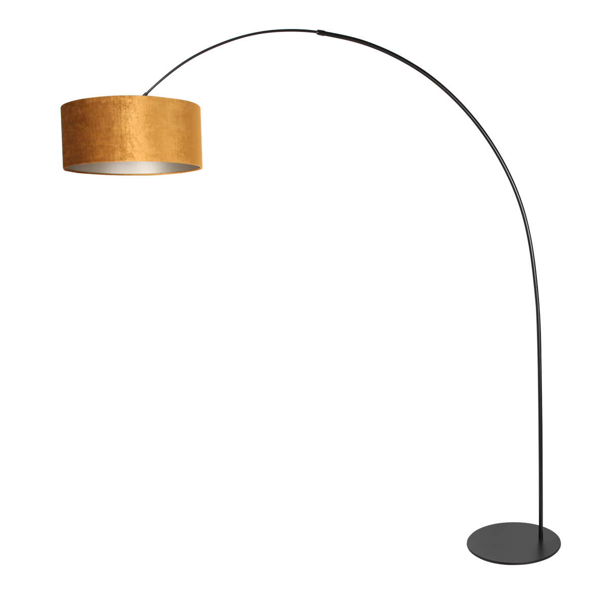 Lampadaire noir avec abat-jour en velours doré Anne Lighting Curve – Image 2