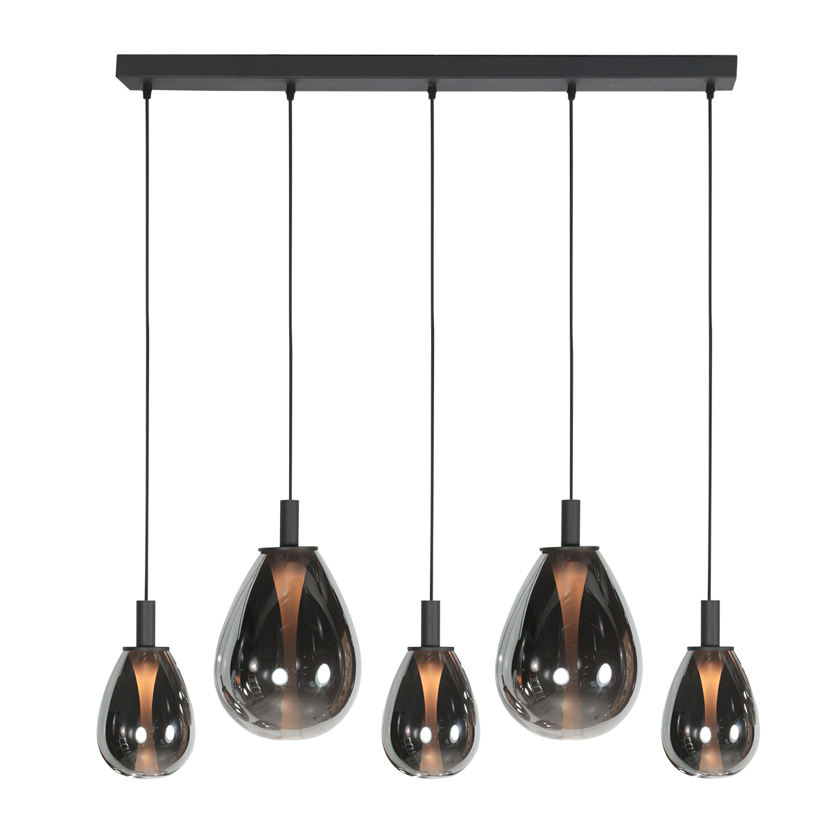 Suspension design noire avec 5 abat-jour en verre fumé Steinhauer Glimsy – Image 9