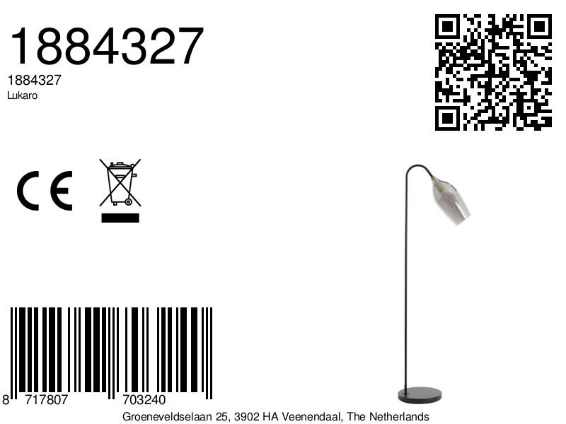 Lampadaire moderne avec diffuseur en verre orienté Light & Living Lukaro – Image 9