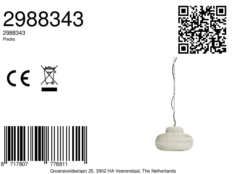 Suspension en rotin blanc tressé Light & Living Piedra – Image 6