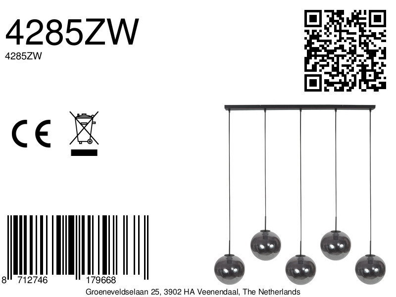 Suspension allongée avec 5 verres fumés ronds Mexlite HaloSwap – Image 9