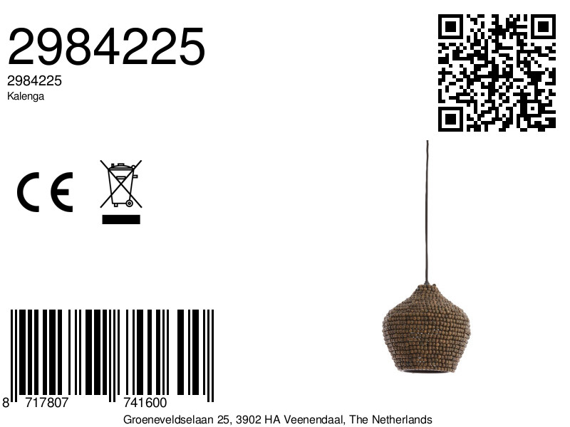 Suspension en bois avec perles style naturel Light & Living Kalenga – Image 7