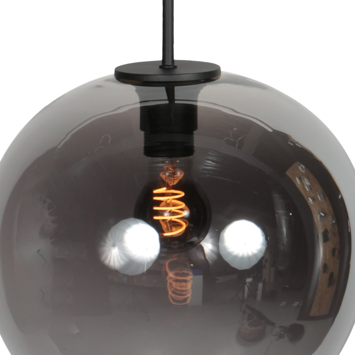 Suspension avec boule noire en verre fumé Mexlite HaloSwap – Image 4