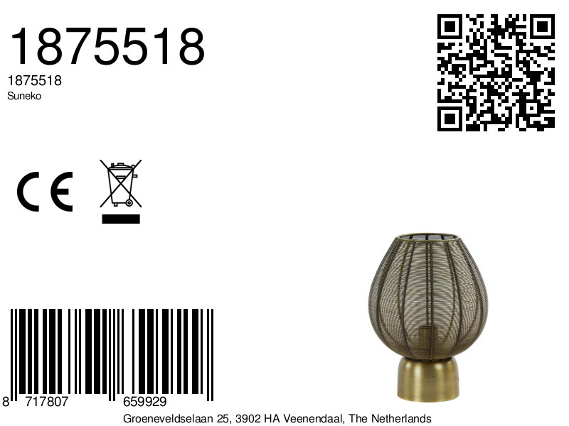 Lampe de table dorée en fil arrondi Light & Living Suneko – Image 10