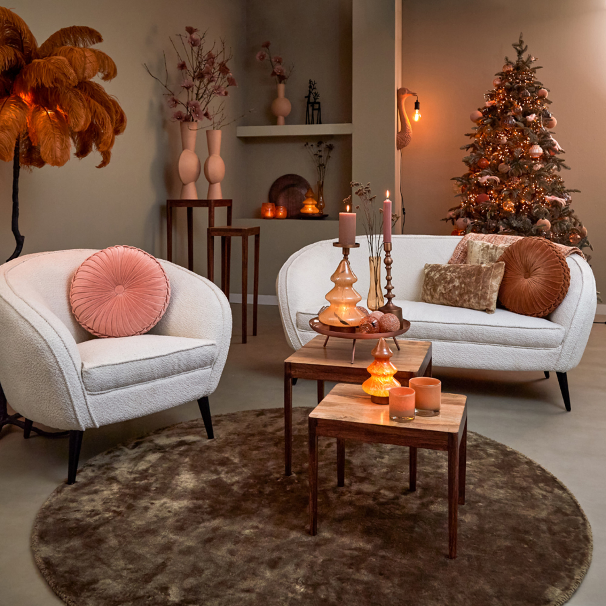 Lampadaire élégant avec plumes brunes Light & Living Feather – Image 3