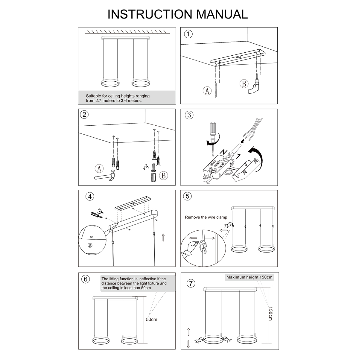 Suspension design noire à double anneau pour table à manger Steinhauer Mykty – Image 6