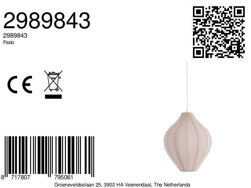 Suspension ovale en lin beige Light & Living Pasto – Image 6