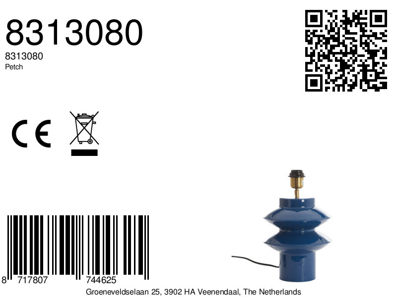 Piedestal de lampe en céramique bleue Light & Living Petch – Image 6