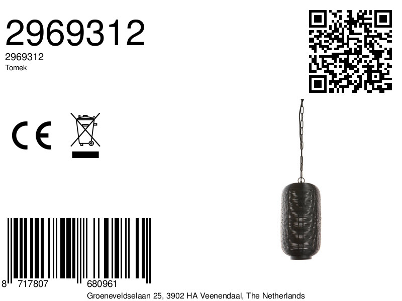 Suspension noire en rotin avec tressage naturel Light & Living Tomek – Image 8