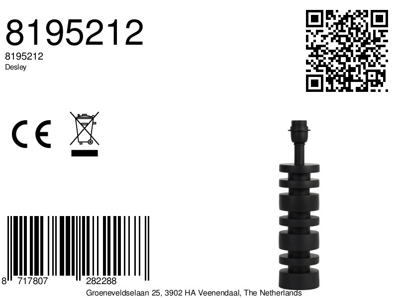 Piedestal de lampe noire design Light & Living Desley – Image 6