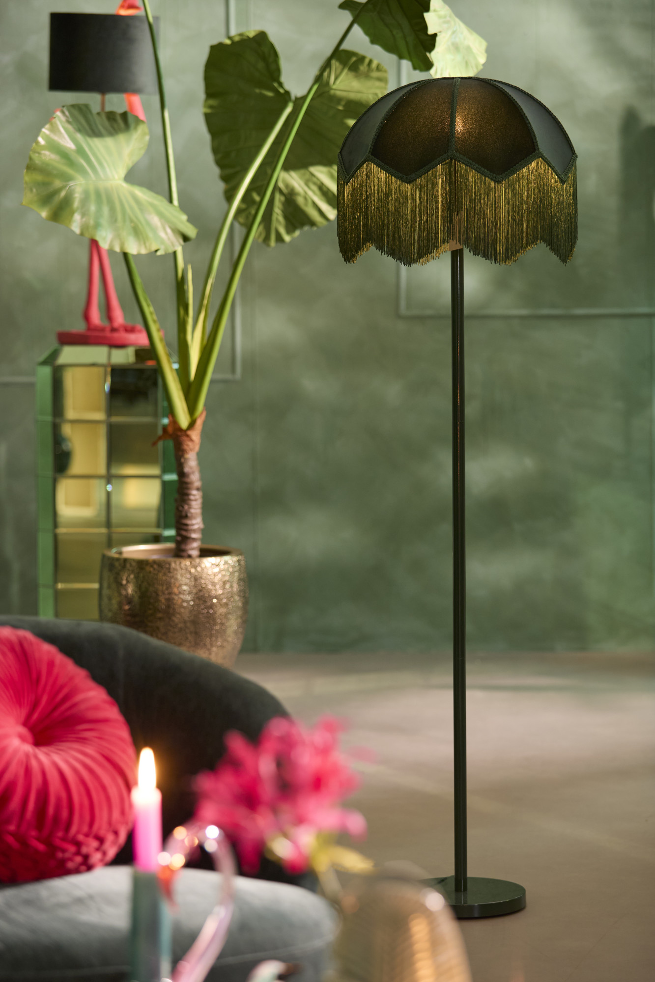 Pied de lampe long en métal vert Light & Living Washington – Image 4