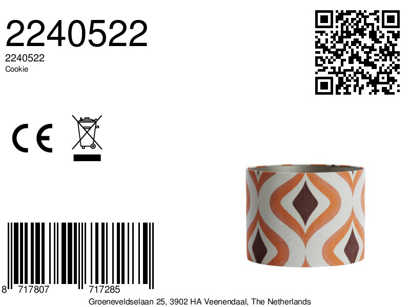 Abat-jour à motif rétro en teinte orange Light & Living Cookie – Image 8