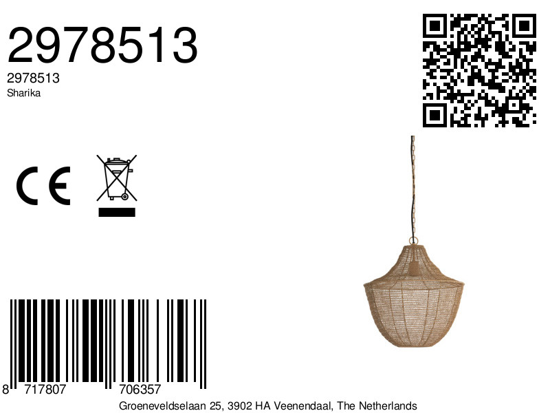 Suspension naturelle en rotin en forme d’abat-jour Light & Living Sharika – Image 8