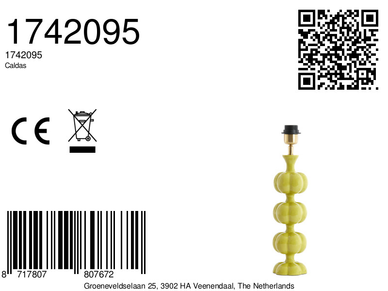 Pied de lampe vert en céramique Light & Living Caldas – Image 6