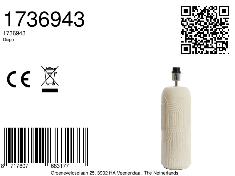 Socle de lampe en céramique avec relief Light & Living Diego – Image 7