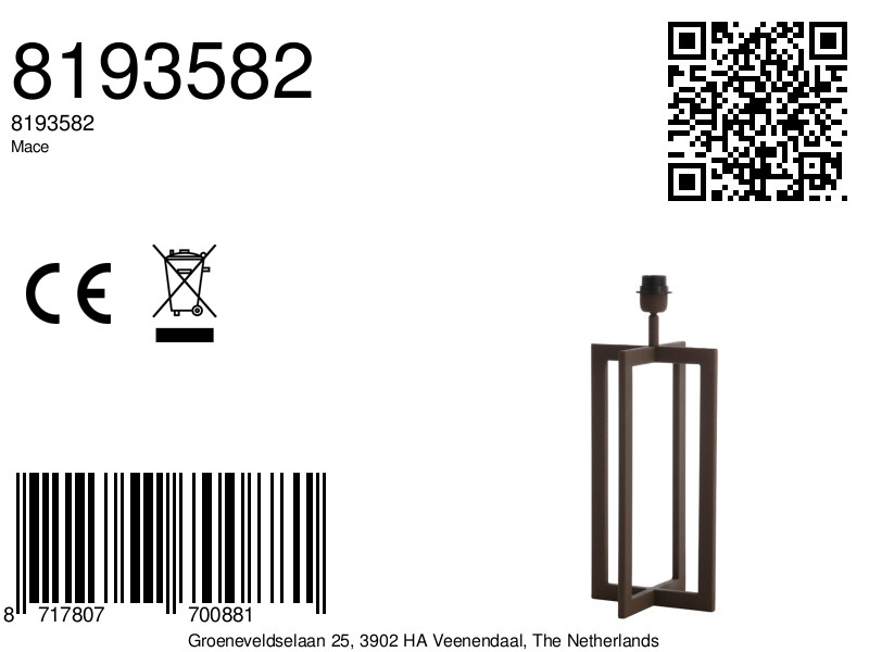 Socle de lampe carré noir Light & Living Mace – Image 8