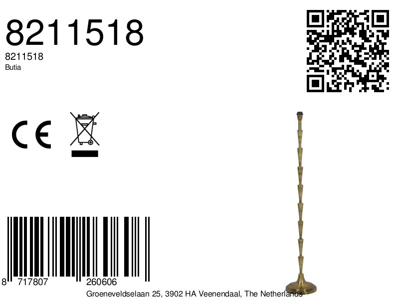 Haut support de lampe en laiton Light & Living Butia – Image 5