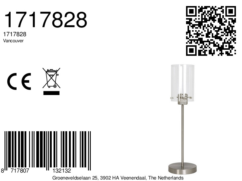 Lampe de table cylindrique en verre et métal acier Light & Living Vancouver – Image 8