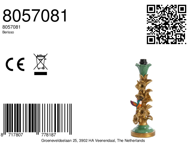 Piedestal de lampe doré et fleuri Light & Living Berisso – Image 2