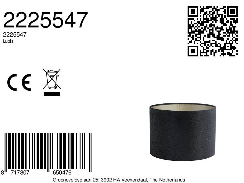 Abat-jour noir en forme de cylindre Light & Living Lubis – Image 8