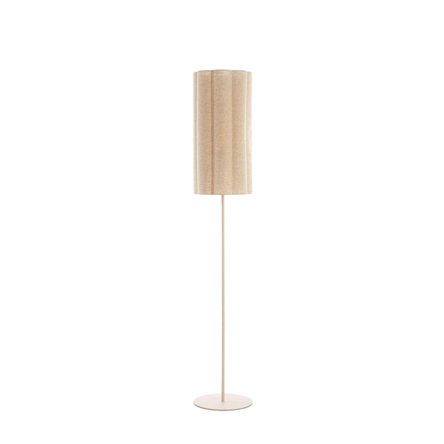 Lampadaire cylindrique en tissu beige style japandi Light & Living Fringe