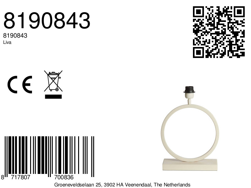 Pied de lampe tendance beige en forme de cercle Light & Living Liva – Image 8