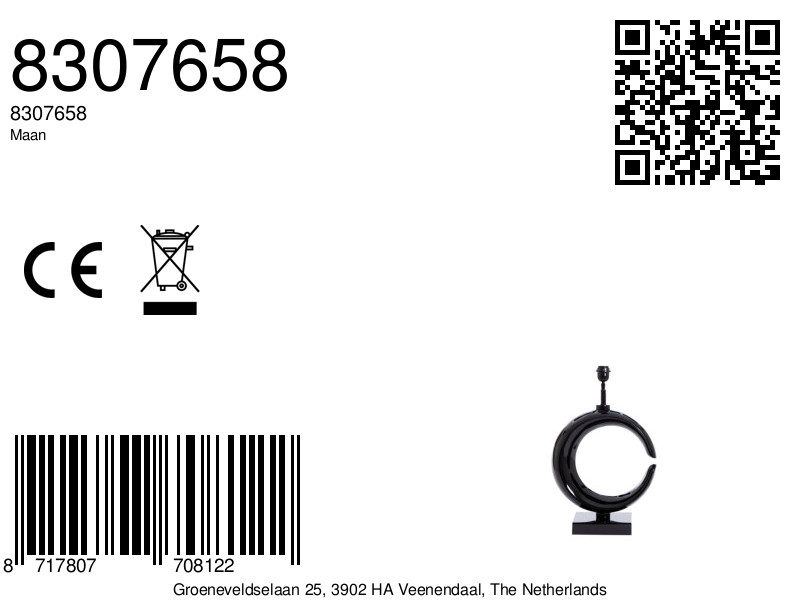 Pied de lampe noir en forme de croissant Light & Living Maan – Image 8