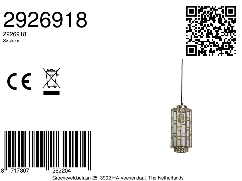 Suspension dorée à design lanterne géométrique Light & Living Sostrene – Image 9