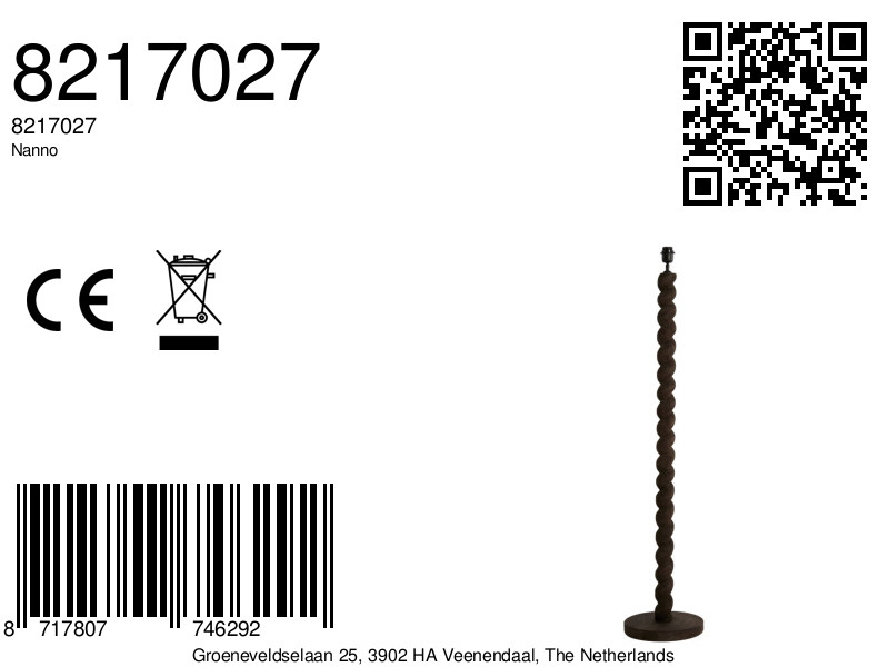 Socle de lampe en bois sombre Light & Living Nanno – Image 7