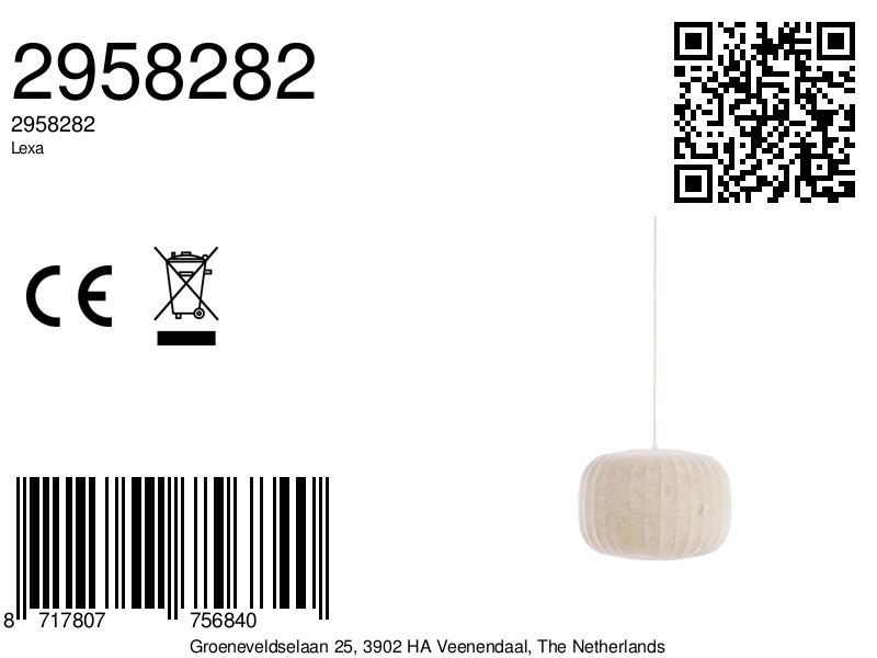 Suspension en tissu crème avec ambiance chaleureuse Light & Living Lexa – Image 6