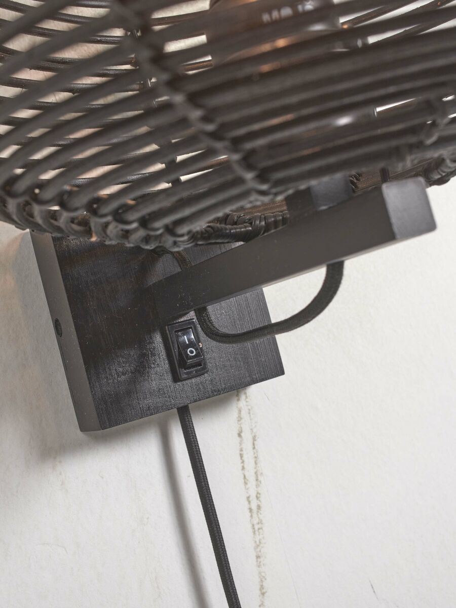 good&mojo-appliquemurale-tanami-noir-métalrotin-ø18cm-e27-tanami/w25/b-06