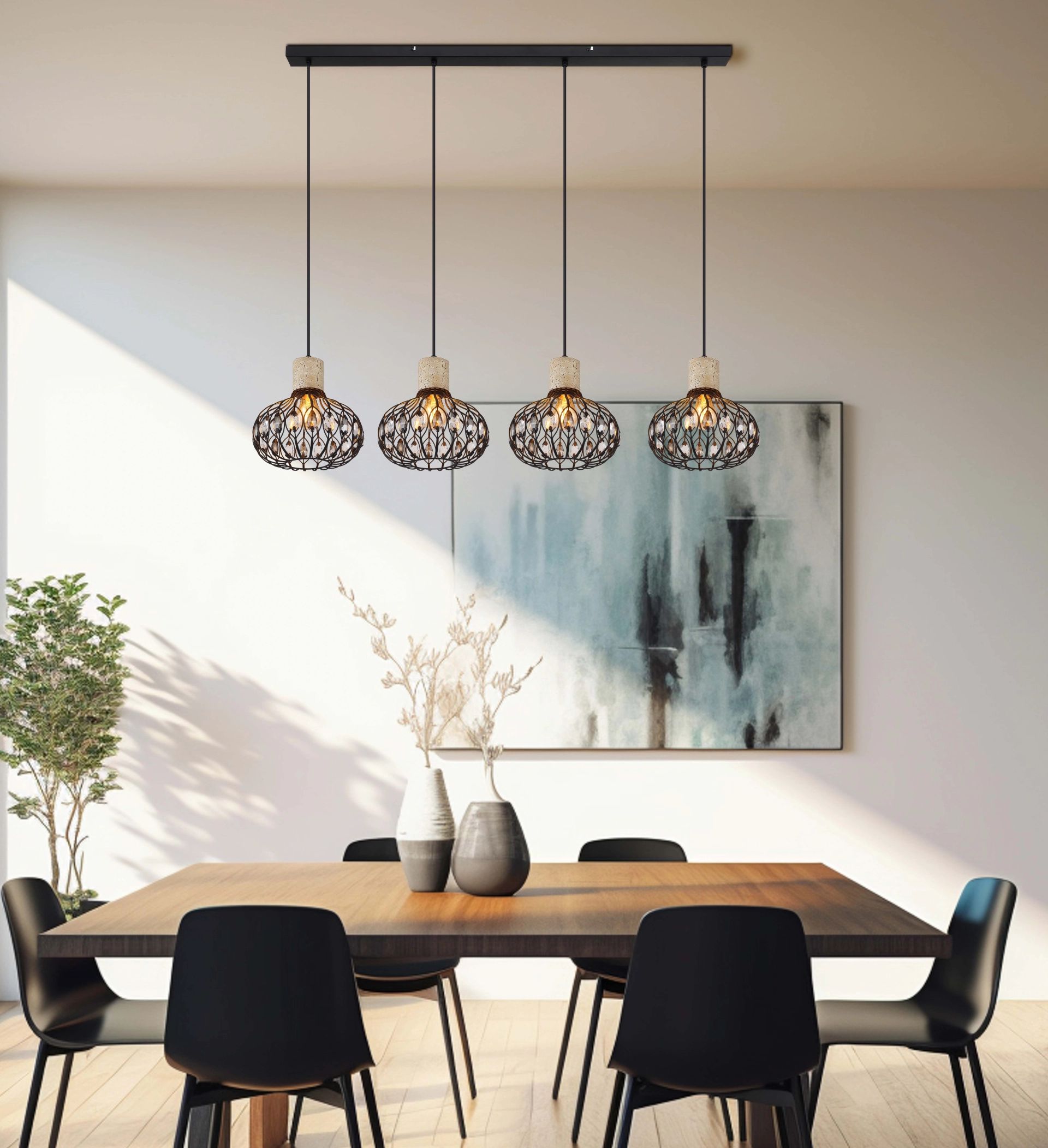 globo-suspension-dorthy-noir-métal-grandelampedetableàmanger-e27-15778-4h-1