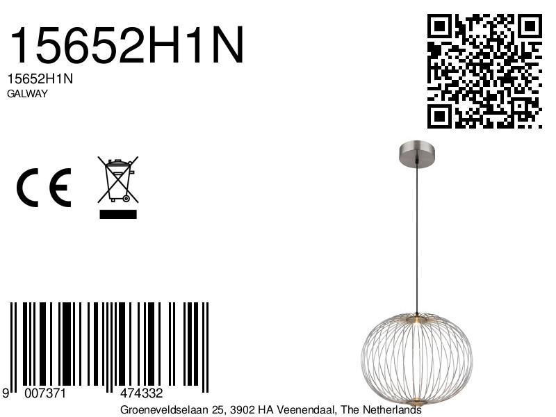 globo-suspension-galway-acier-métal-ø50cm-led-15652h1n-8a