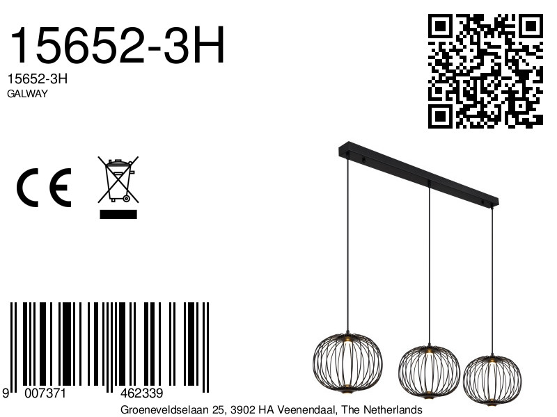 globo-suspension-galway-noir-métal-grandelampedetableàmanger-led-15652-3h-8a