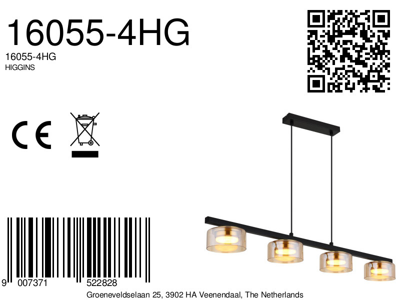 globo-suspension-higgins-noir-verre-grandelampedetableàmanger-led-16055-4hg-8a