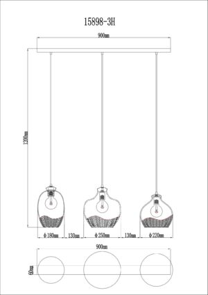 globo-suspension-jessica-multicolore-verre-grandelampedetableàmanger-e27-15898-3h-1