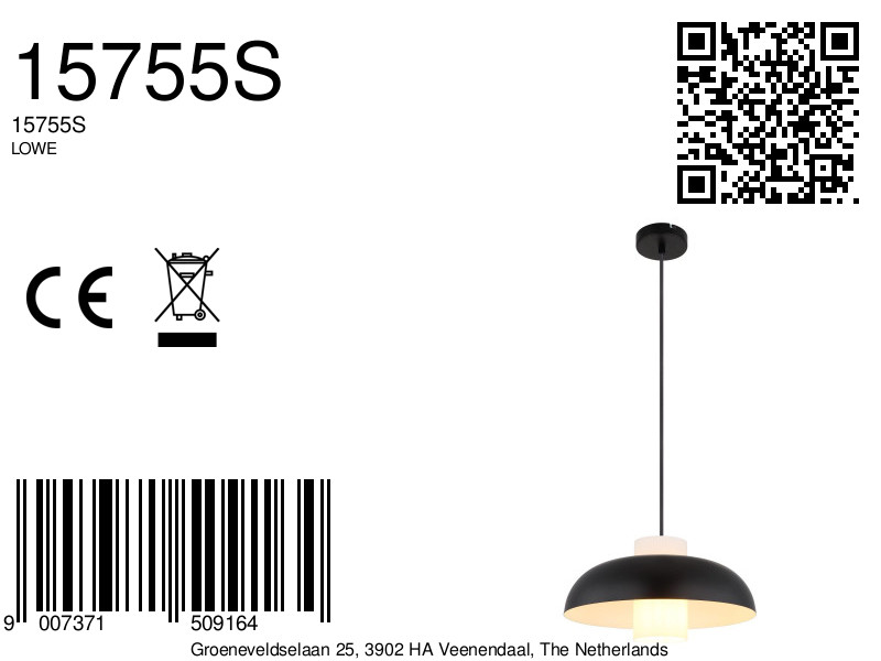 globo-suspension-lowe-noir-métal-ø38cm-e27-15755s-8a