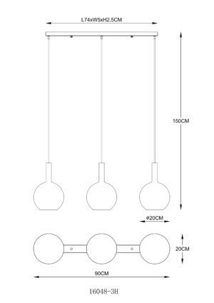globo-suspension-marinella-ambre-verre-grandelampedetableàmanger-e14-16048-3h-1