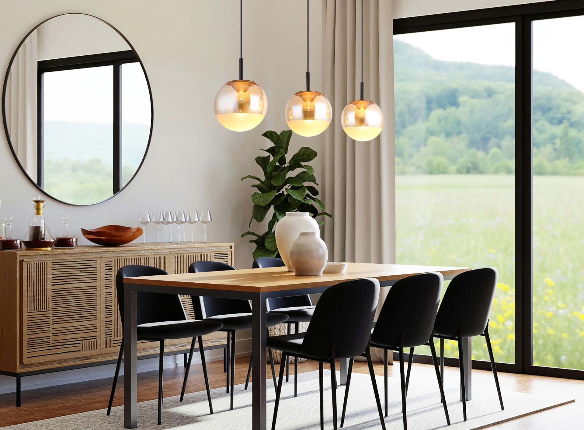 globo-suspension-severin-ambre-verre-grandelampedetableàmanger-led-16057-3h-1