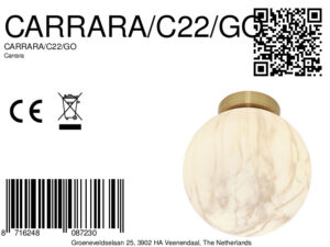 it'saboutromi-plafonnier-carrara-or-verre-ø22cm-e14-carrara/c22/go-8a