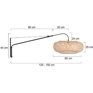 steinhauer-appliquemurale-elegantclassy-naturelnoir-bamboumétal-e27-4448zw-7