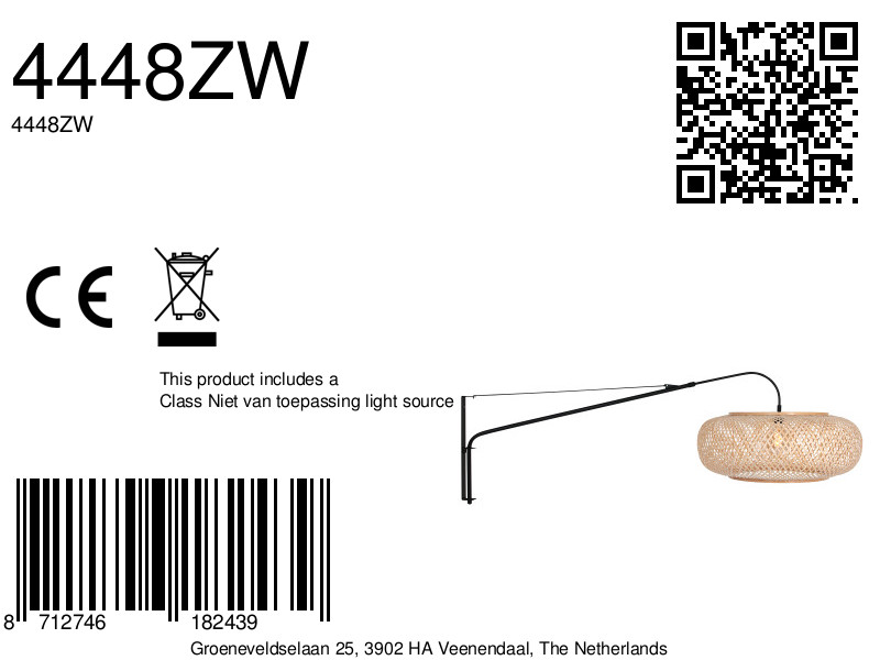 steinhauer-appliquemurale-elegantclassy-naturelnoir-bamboumétal-e27-4448zw-8a