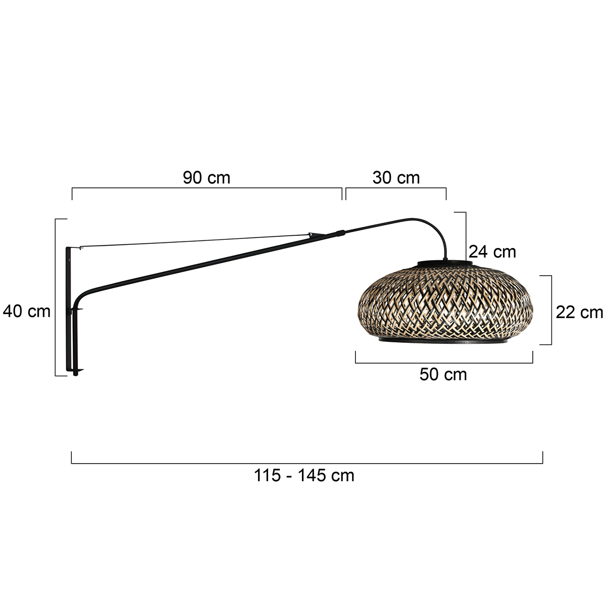 steinhauer-appliquemurale-elegantclassy-noir-bamboumétal-e27-4450zw-7