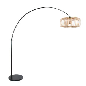 steinhauer-lampadaire-sparkledlight-naturelnoir-bamboumétal-lampearquée-e27-4560zw-1