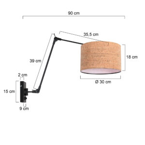 appliquemuralenoireavecabatjourenliègeetbrasflexiblesteinhauerprestigechic-7