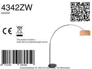 lampadairearquéavecabat-jourenliègeetbasemétalliquenoiresteinhauersparkledlight-8a