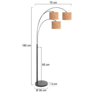 lampearcnoiretroislumièresavecabatjoursenliègesteinhauersparkledlight-7