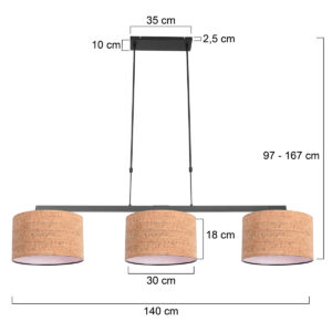 suspensionnoiretroislumièresavecabatjoursenliègesteinhauerstang-7