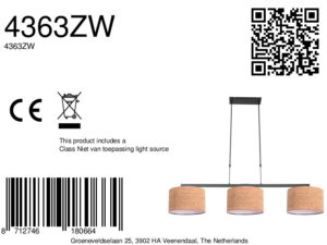 suspensionnoiretroislumièresavecabatjoursenliègesteinhauerstang-8a